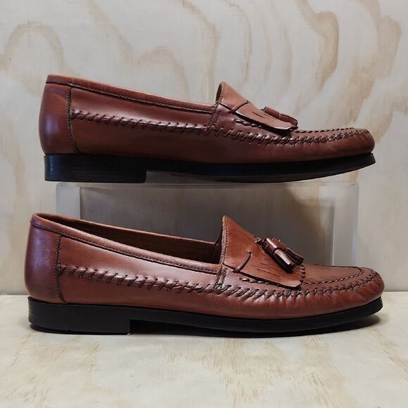 Giorgio Brutini Chestnut Brown Tassel Loafers Men 11D Leather Dress Shoe - Picture 1 of 8